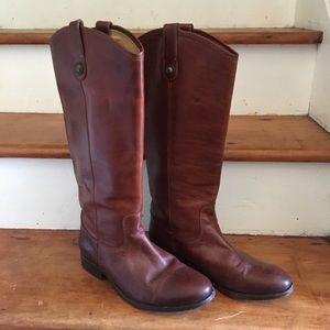 FRYE Melissa Button Tall Boots in Cognac